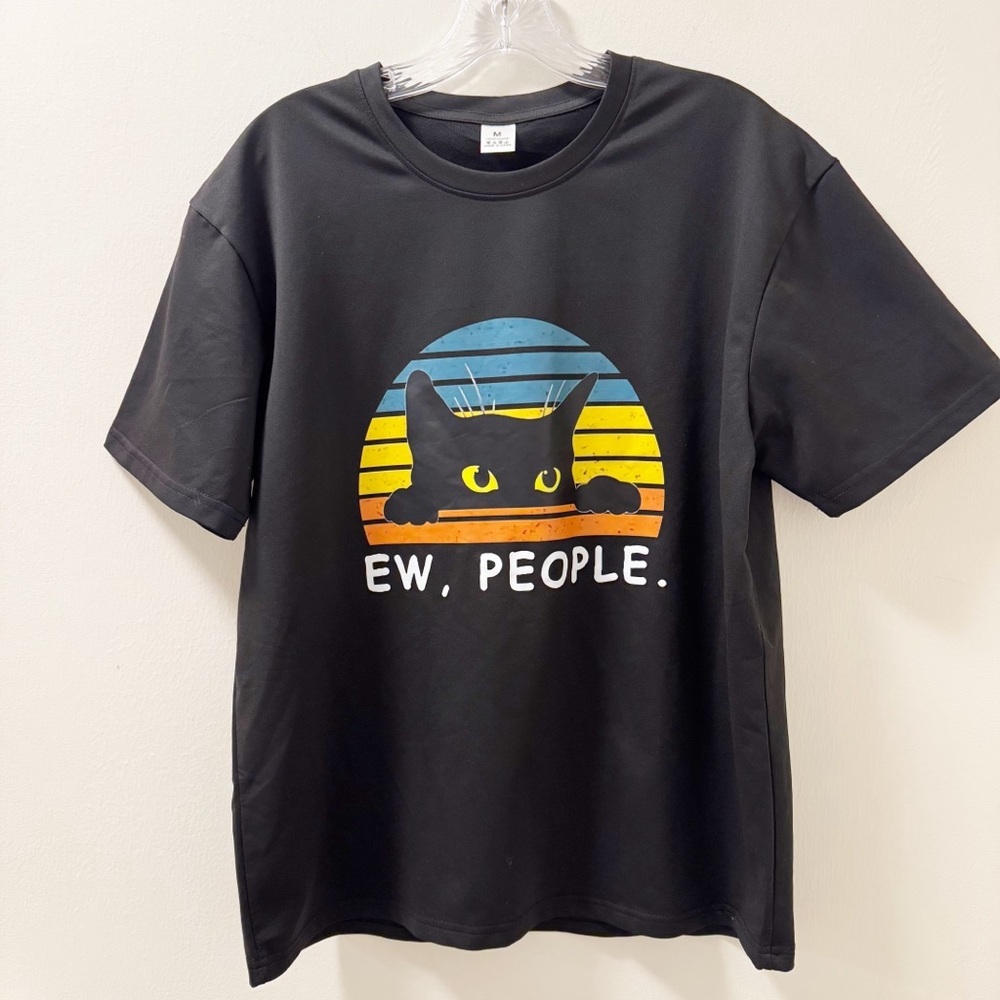 Cat Graphic Short Sleeve T-Shirt - Size Medium